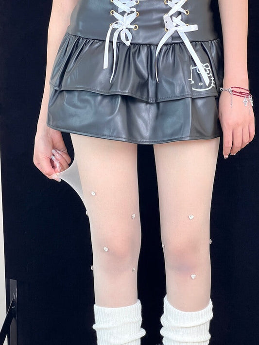 New Fashion Handmade glitter heart rhinestone tights