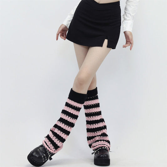 Sexy Hollow-out black pink leg warmers