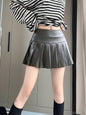 New Fashion Hot girl leather pleated skirt