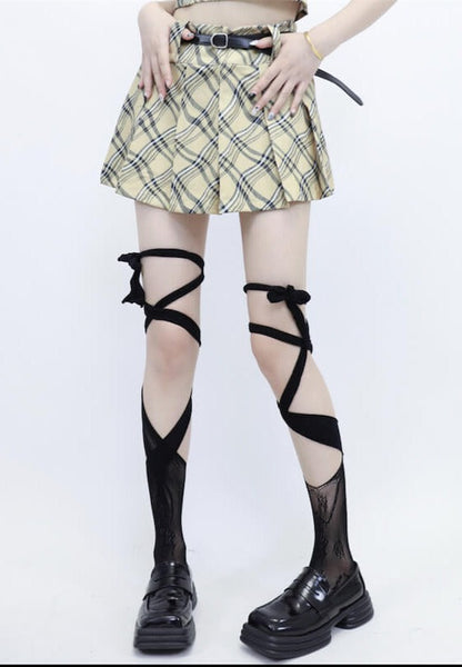 Sexy Irregular lace ribbon stockings