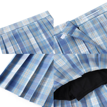 New Fashion [Blue Sea] JK vintage plaid uniform skirt