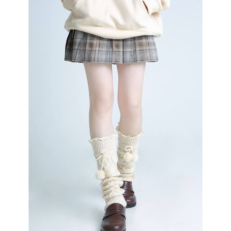 Sexy Kawaii pompon winter leg warmers