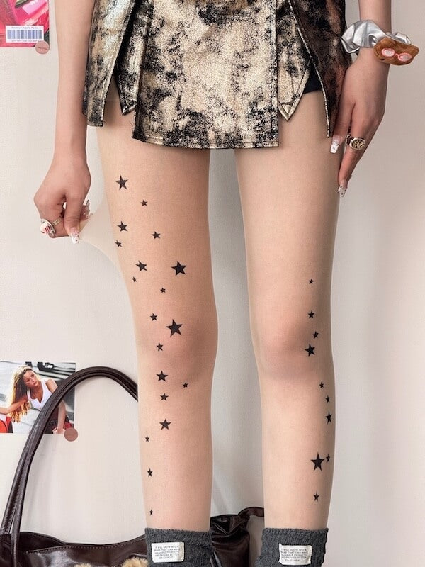 New Fashion Kitty on knee tattoo tights