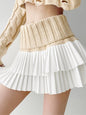 New Fashion Knitted patchwork layer pleated skirt