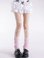 Lace patchwork knit leg warmers