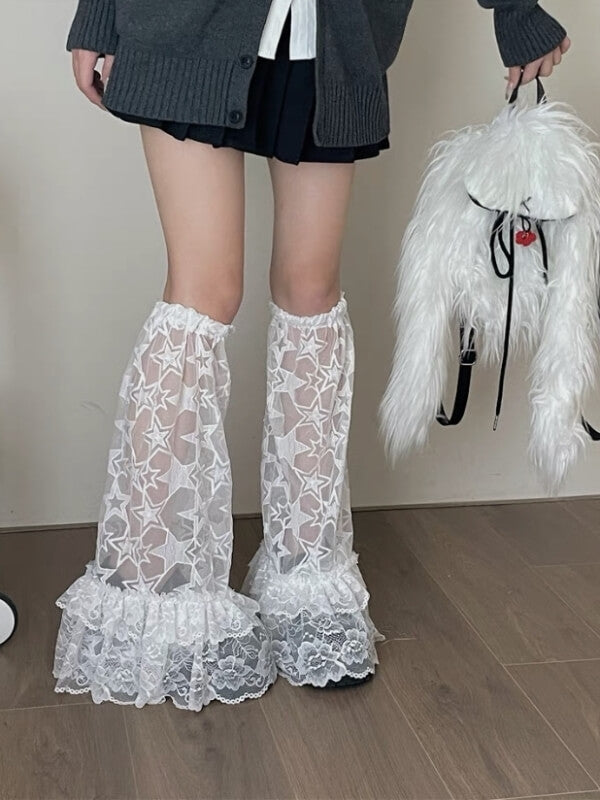 Sexy Layered star lace leg warmers