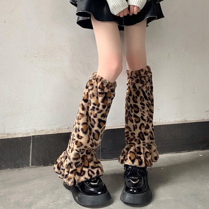 Sexy Leopard wild fluffy leg warmers