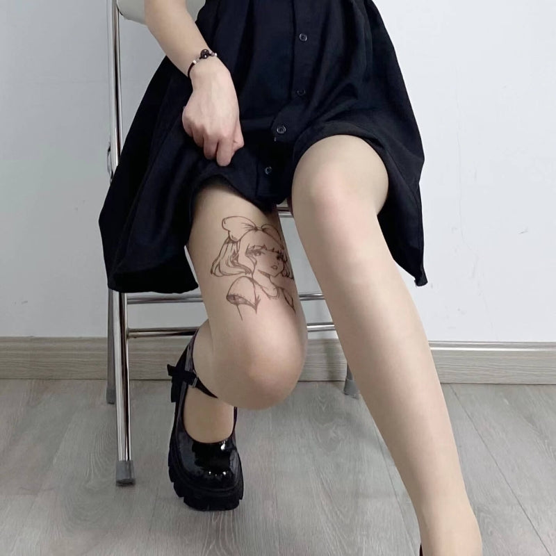 Sexy Lolita anime girl tattoo tights