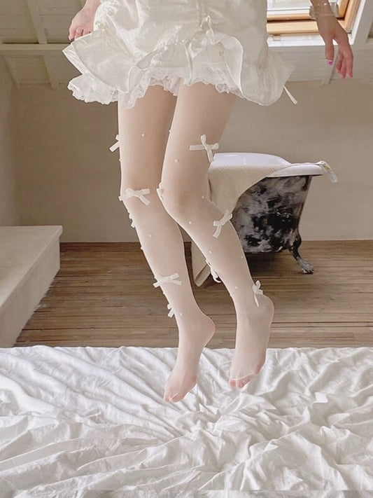 Sexy Lolita bow angel core tights