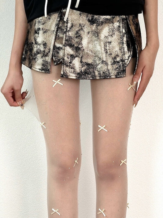 New Fashion bow rhinestone shimmer tights