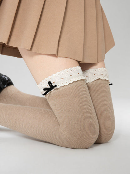 New Fashion Lolita over-the-knee stockings with white lace trim