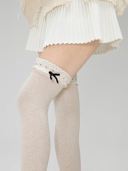 New Fashion Lolita over-the-knee stockings with white lace trim