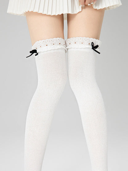 New Fashion Lolita over-the-knee stockings with white lace trim