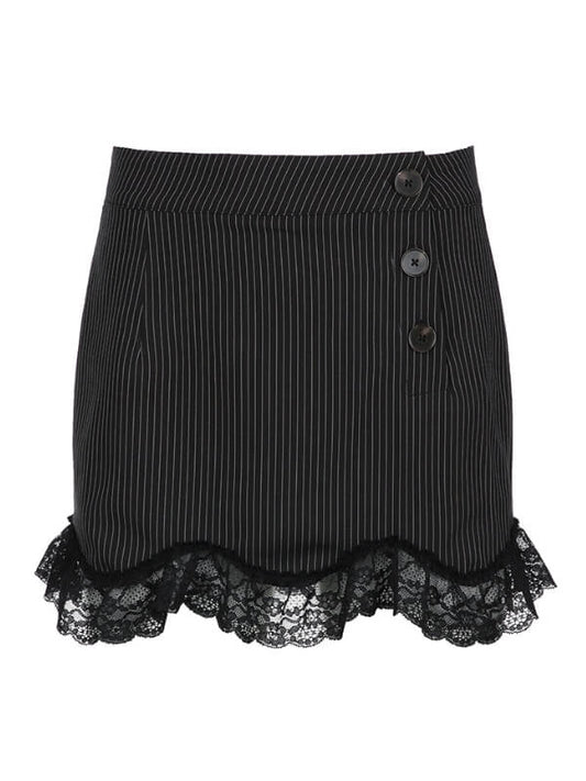 Margaret stripes lace wrapped skirt