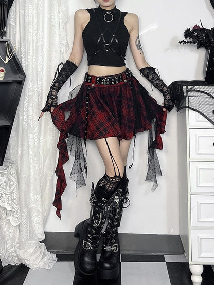 New Fashion Polka dot mesh goth skirt