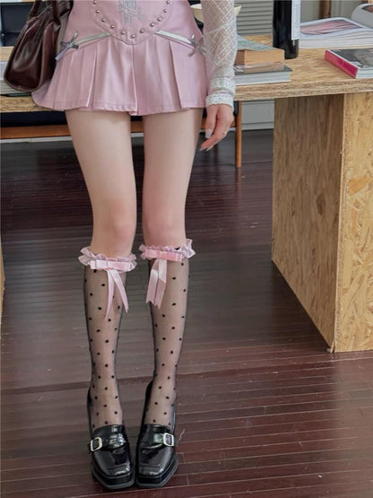 Princess core lace dots stockings