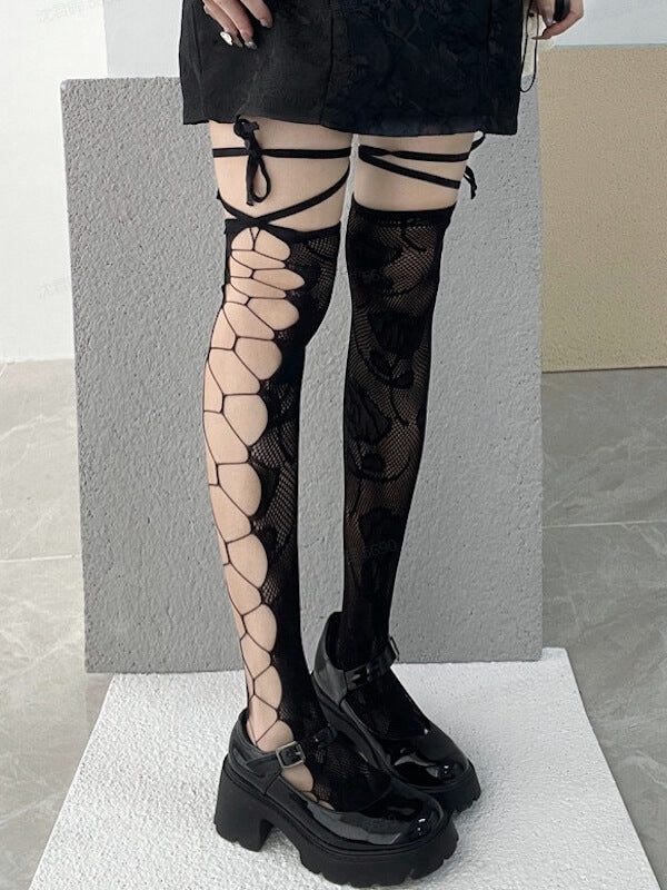 Sexy Rose goth hollow-out stockings