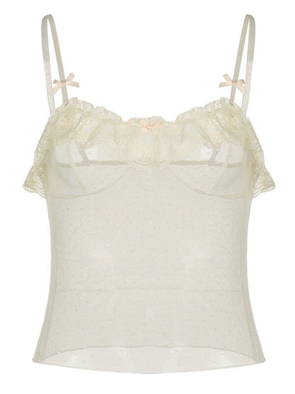 Ruffled lace see-through cami