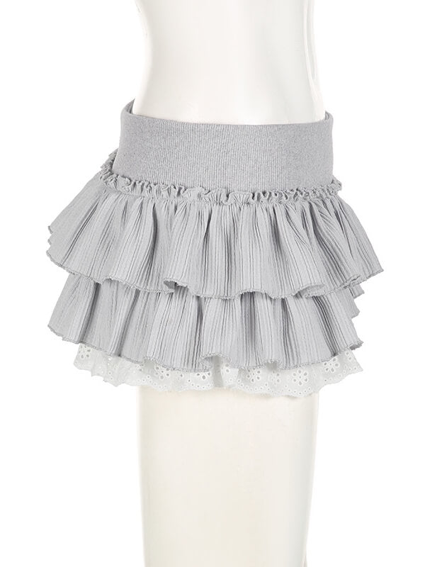 Ruffled layers mini skirt