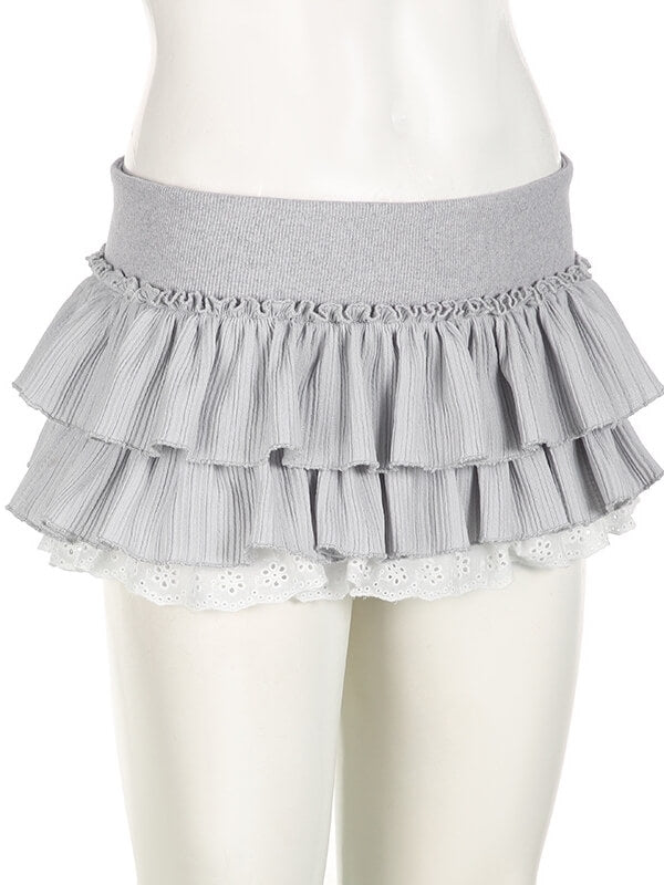 Ruffled layers mini skirt