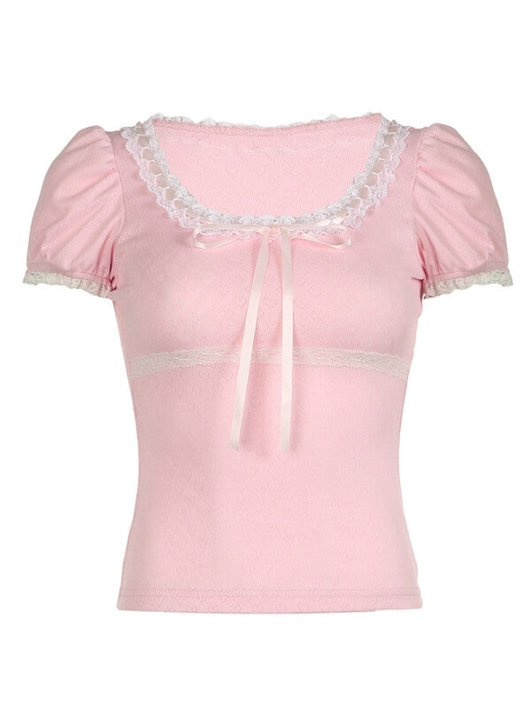 Serena soft bow puff top