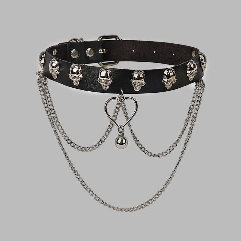 Sexy Skull grunge punk chains choker