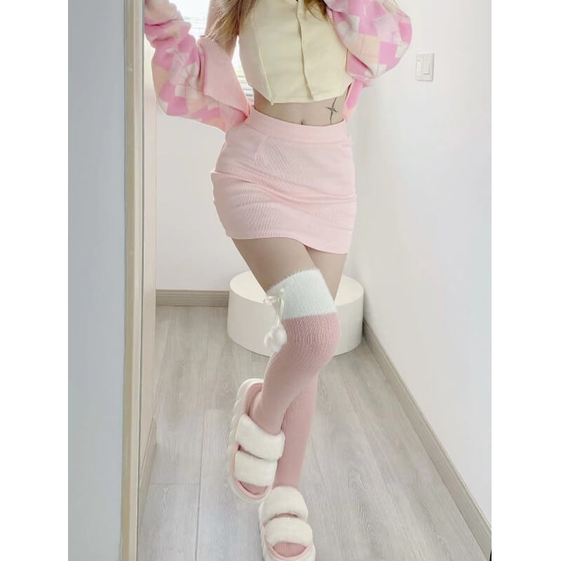 Sexy Soft baby doll pompon stockings