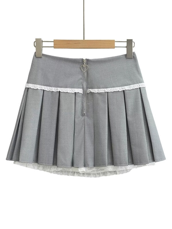 Soft bow lace patchwork skirt