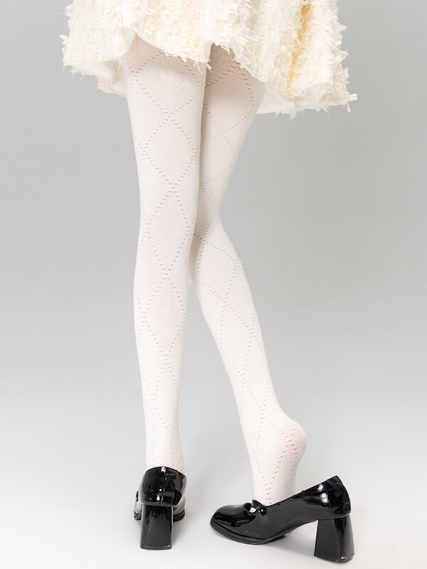 New Fashion Soft girl hollow diamond-patterned tights