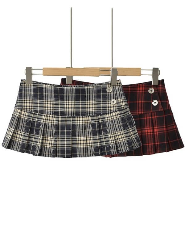 New Fashion Spicy girl plaid low-waisted mini skirt