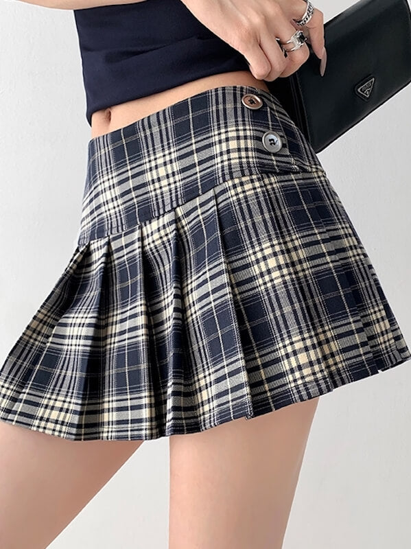 New Fashion Spicy girl plaid low-waisted mini skirt