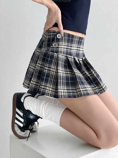 New Fashion Spicy girl plaid low-waisted mini skirt