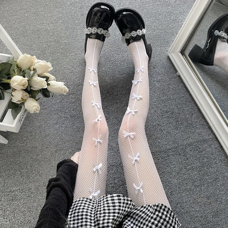 Sexy Sweet bow gothic lolita fishnet tights