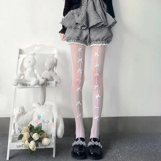 Sexy Sweet bow gothic lolita fishnet tights