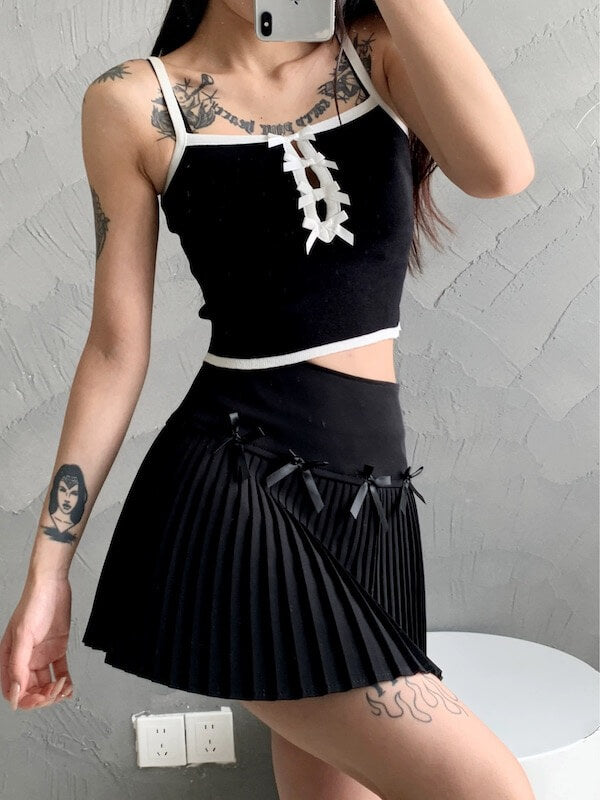 Sweet bows pleated skirt