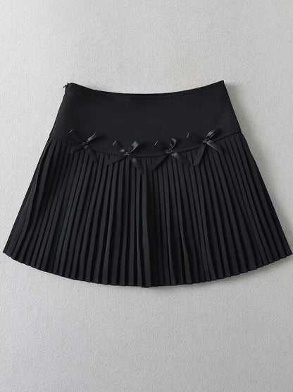 Sweet bows pleated skirt