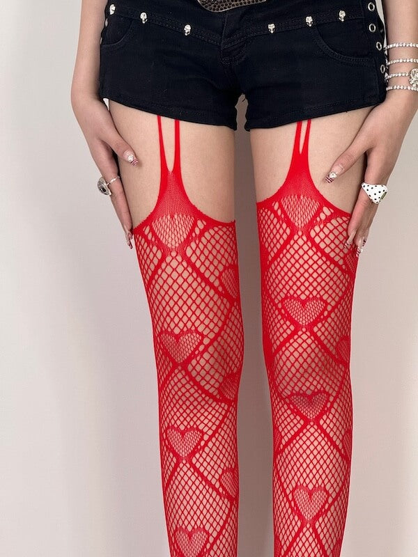 New Fashion Sweet cool heart suspender tights