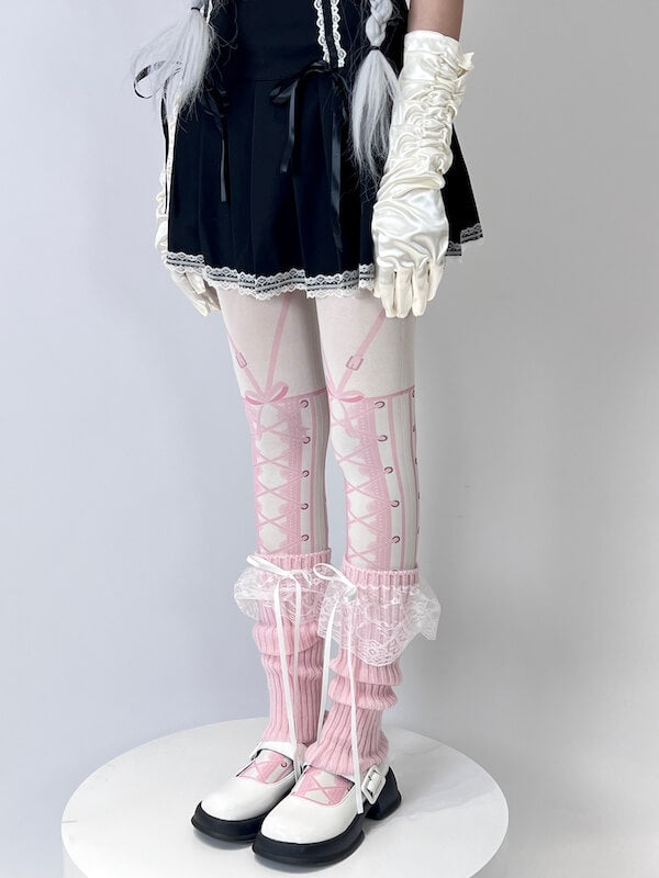 New Fashion Sweet lolita girl anime pink suspender tights