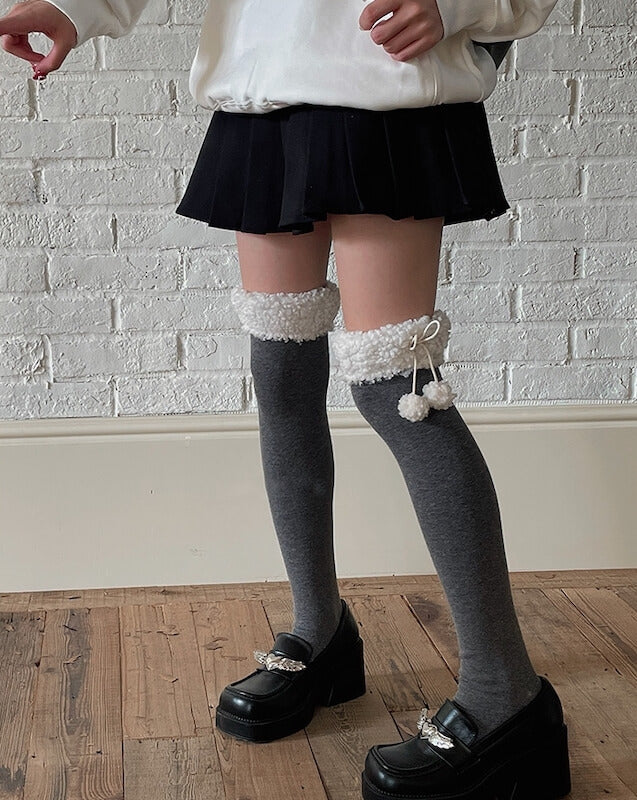 Sexy Pompon thigh high warm stockings