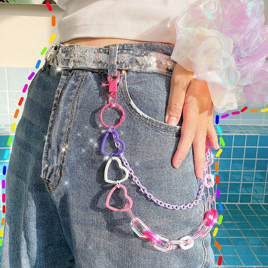 Sexy candy butterfly transparent heart chain belt