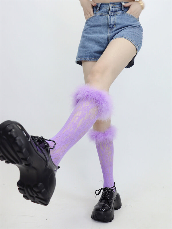 Sexy color furry lace stockings