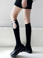 Casual Hollow Solid Color Disc Buckle Socks Accessories-Homeunderwear