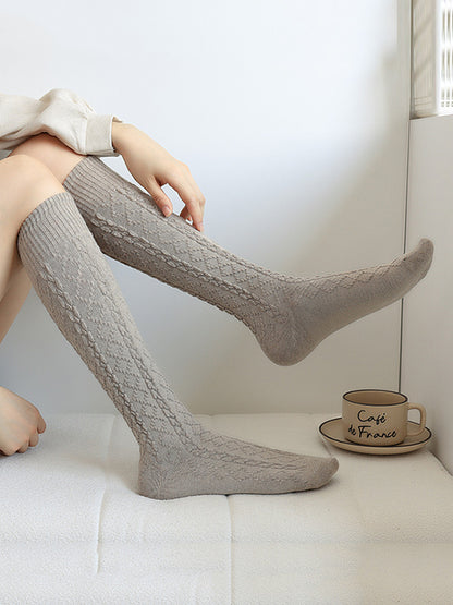 Casual Skinny Solid Color Twist Socks-Homeunderwear