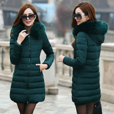 Free Shipping ForFur collar mid-length thick down cotton