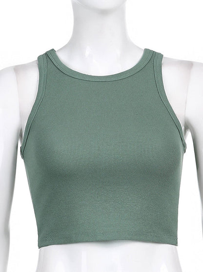 Solid Color Sleeveless Slim Sports Casual Tanks