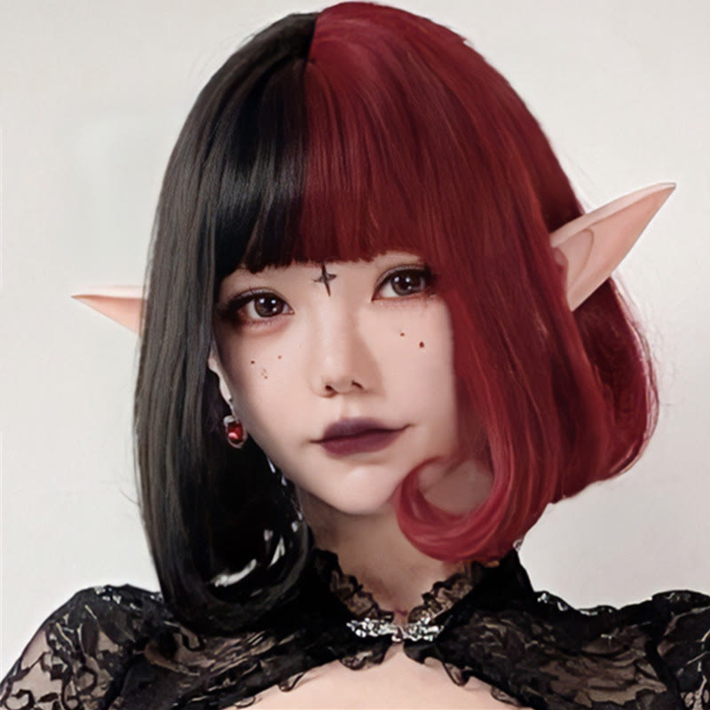 Free Shipping For Hivava Vampire Clown Colorblock Short Straight Wig With Neat Bangs