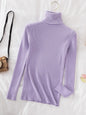 Simple Skinny Solid Color High-Neck Sweater Tops-Homeunderwear