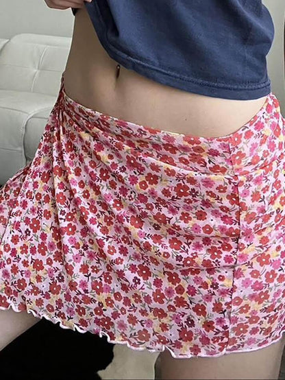 Floral Strappy Low Waisted Skirt