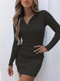 Casual Bodycon Skinny Solid Color V-Neck Sweater Dresses