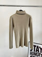 New Fashion Casual Long Sleeves Skinny Solid Color High-Neck Sweater Tops-Homeundewear